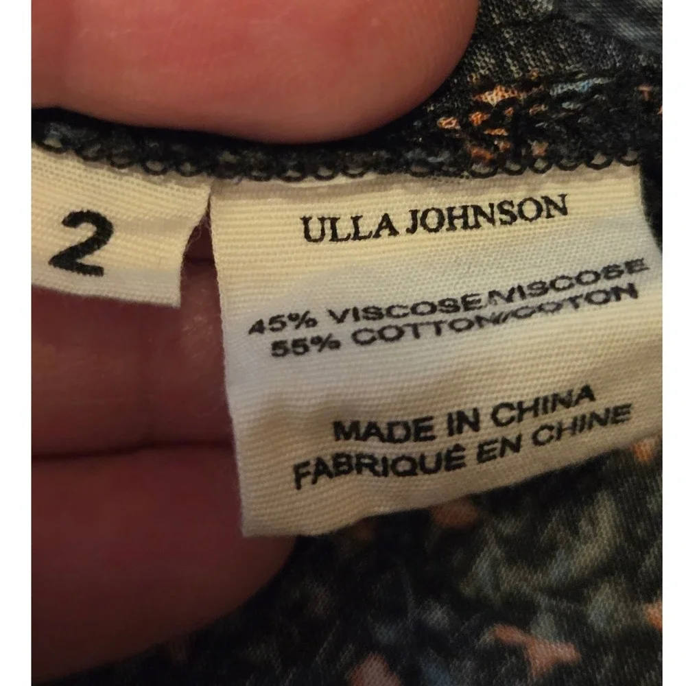 Ulla Johnson Cora Top Auburn Palette Mixed Floral Ruffle Puff Sleeve Blouse Sz 2
